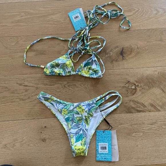 Hello Molly - Nocturnal Soul Swim Bikini Top and Bottoms in Yellow Multi - Picture 1 of 7